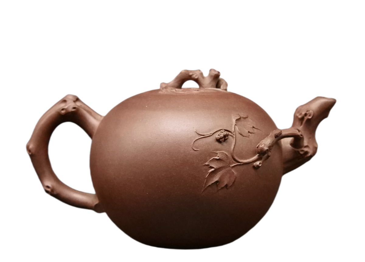 S192 中国古玩　朱泥 急須 刻あり 道洪 在銘 茶道具 煎茶道具 中国古美術 幅:20×12.9cm_2