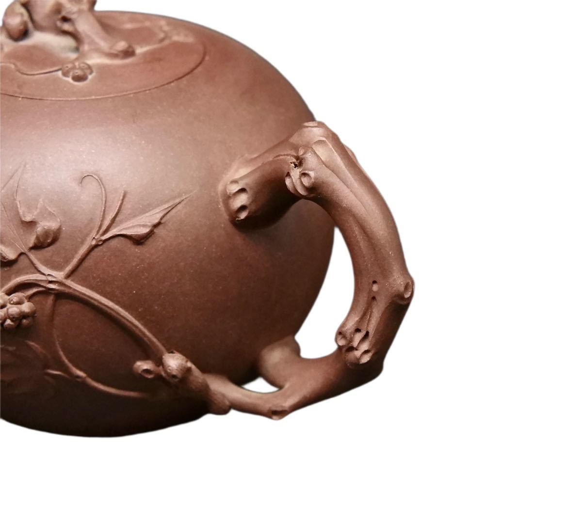 S192 中国古玩　朱泥 急須 刻あり 道洪 在銘 茶道具 煎茶道具 中国古美術 幅:20×12.9cm_5