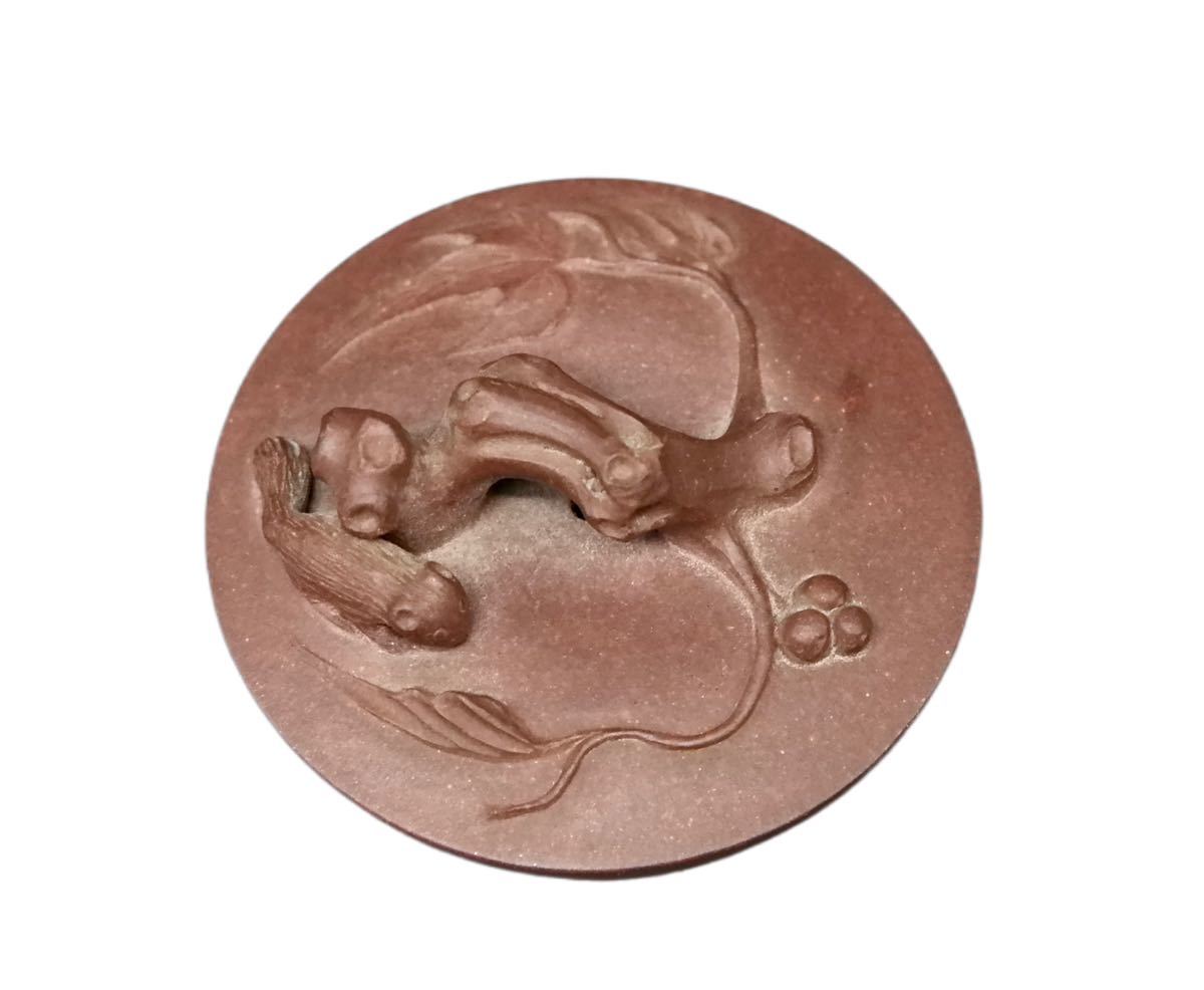 S192 中国古玩　朱泥 急須 刻あり 道洪 在銘 茶道具 煎茶道具 中国古美術 幅:20×12.9cm_8