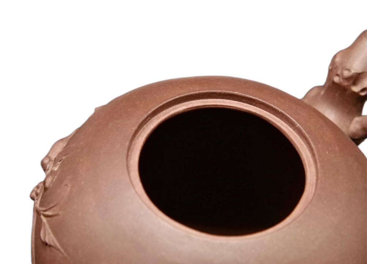 S192 中国古玩　朱泥 急須 刻あり 道洪 在銘 茶道具 煎茶道具 中国古美術 幅:20×12.9cm_9