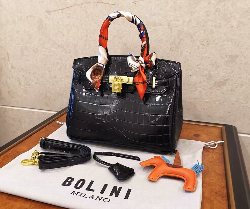 高級逸品28万◇イタリア・ミラノ発*BOLINI 最上級牛革・クロコダイル  