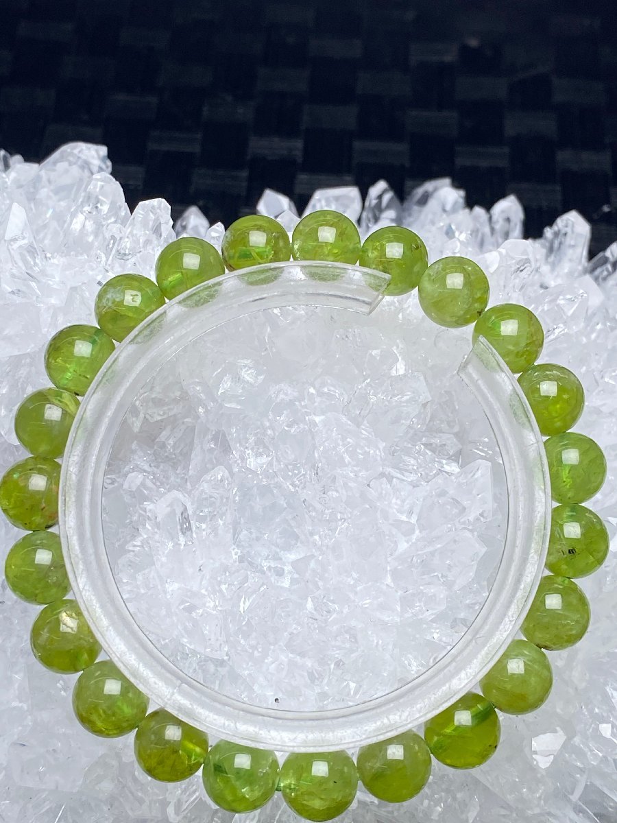 即決 1015c013 天然石★【20Aぺリドット】★ ブレス 8.5-9mm（新品）