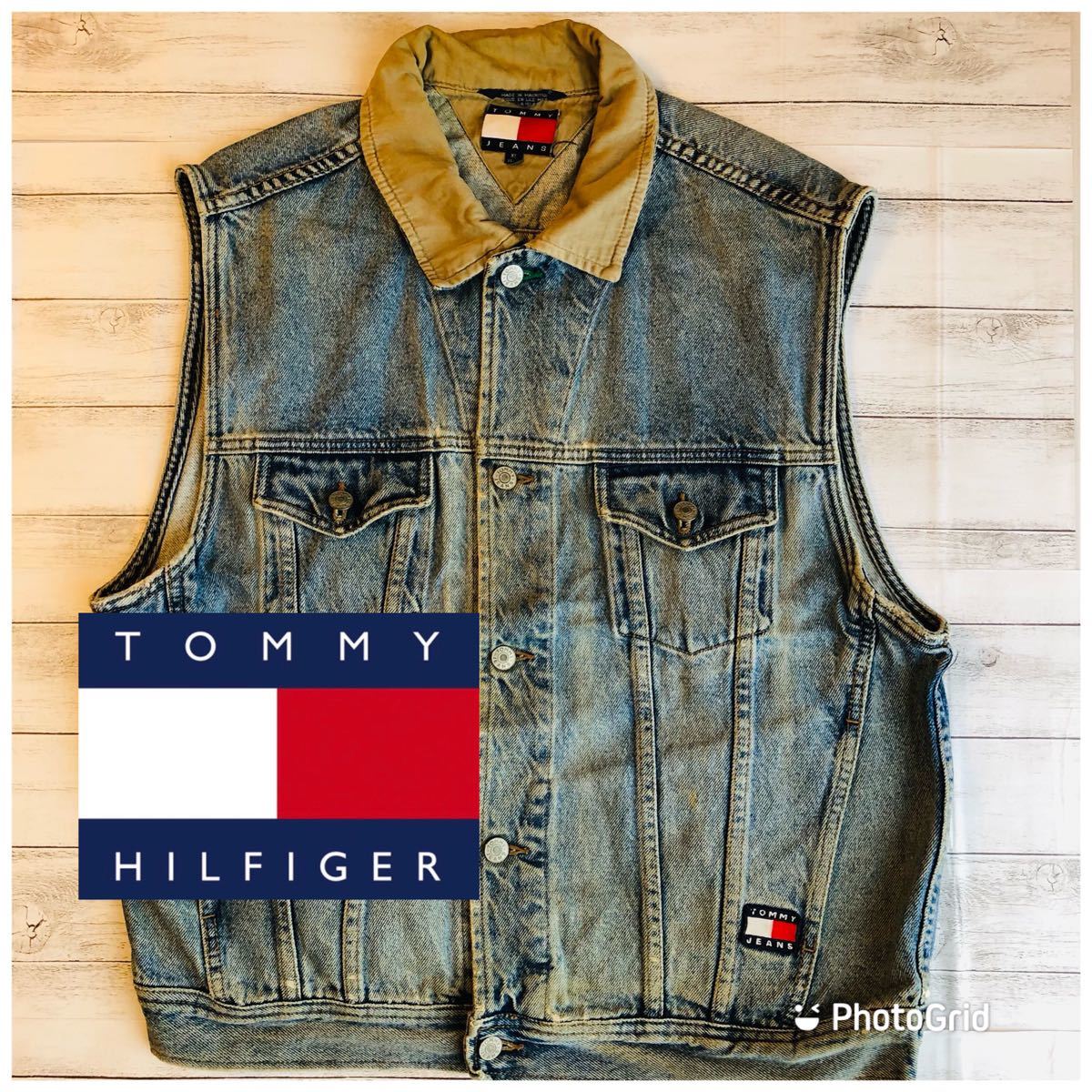 トミージーンズ TOMMY JEANS XL usedデニム Gジャン ジージャン ベスト 