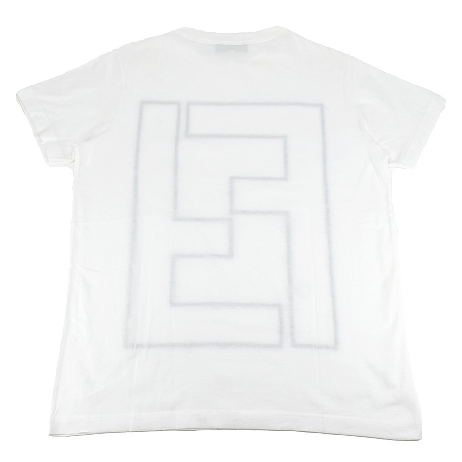 フェンディ FENDI クルーネック 半袖 Tシャツ FF ロゴ コットン ホワイト 白 サイズ42 刺繍ロゴ トップス カットソー アパレル 中古
