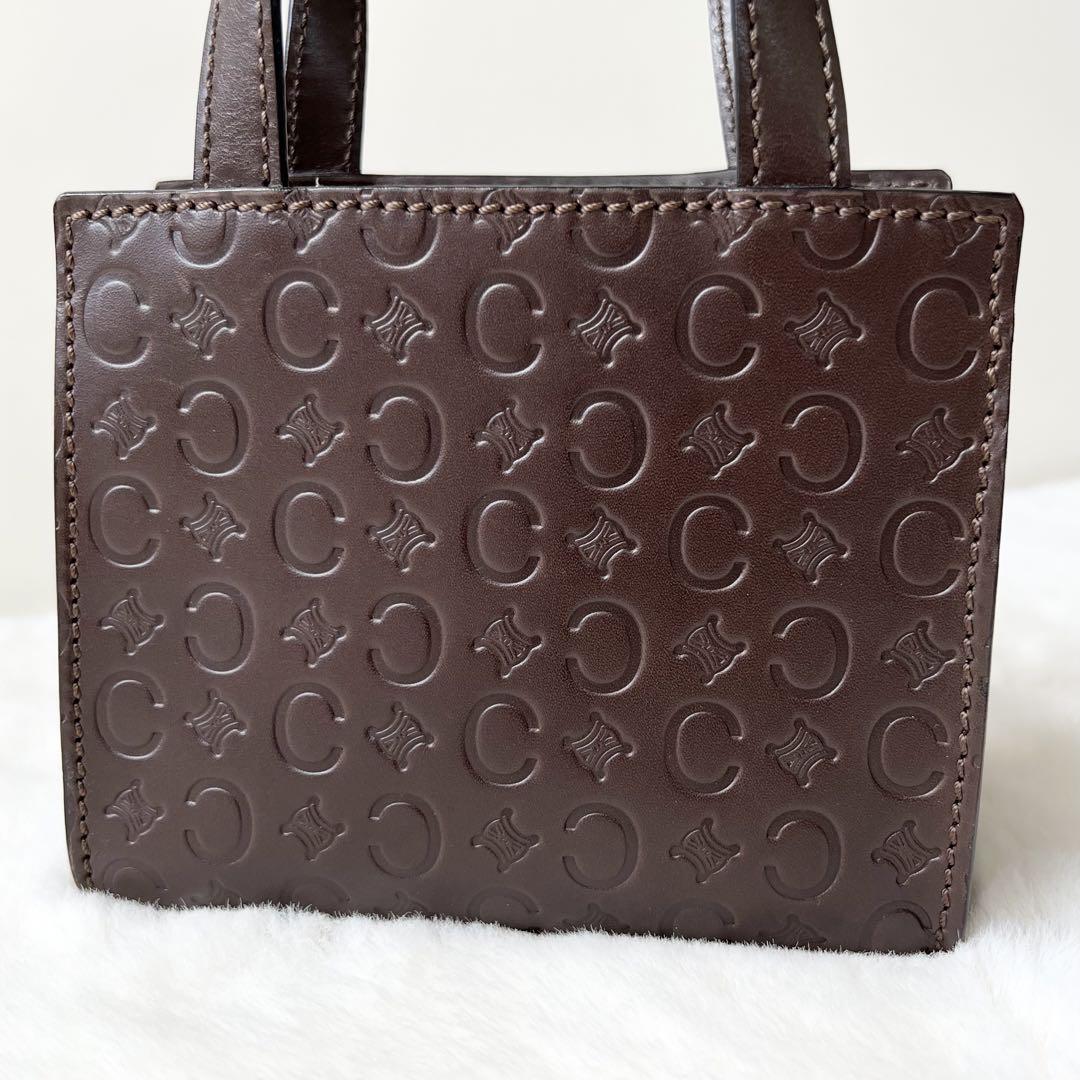 CELINE セリーヌ ミニハンドバッグ オールレザー ブラウン Cマカダム