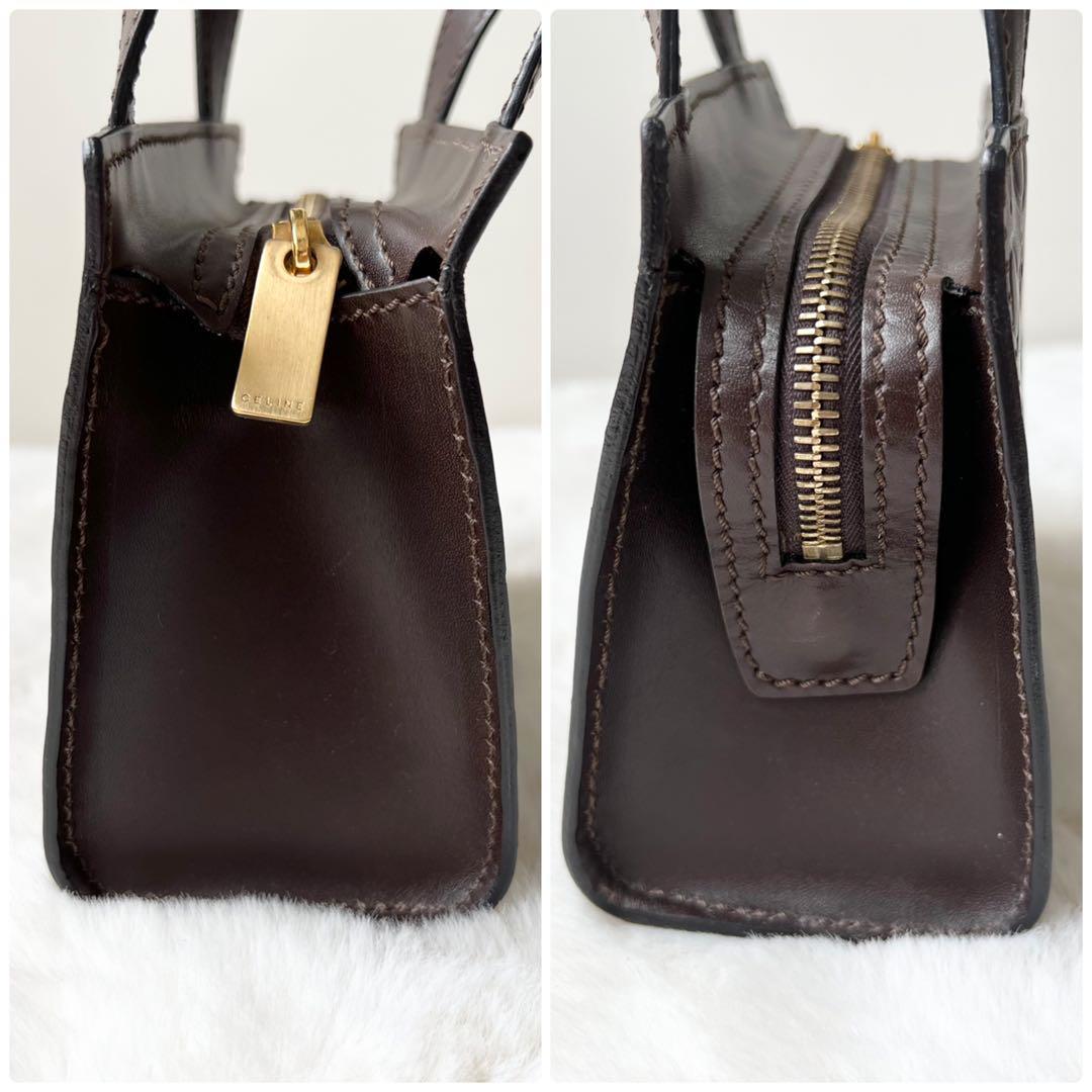 CELINE セリーヌ ミニハンドバッグ オールレザー ブラウン Cマカダム