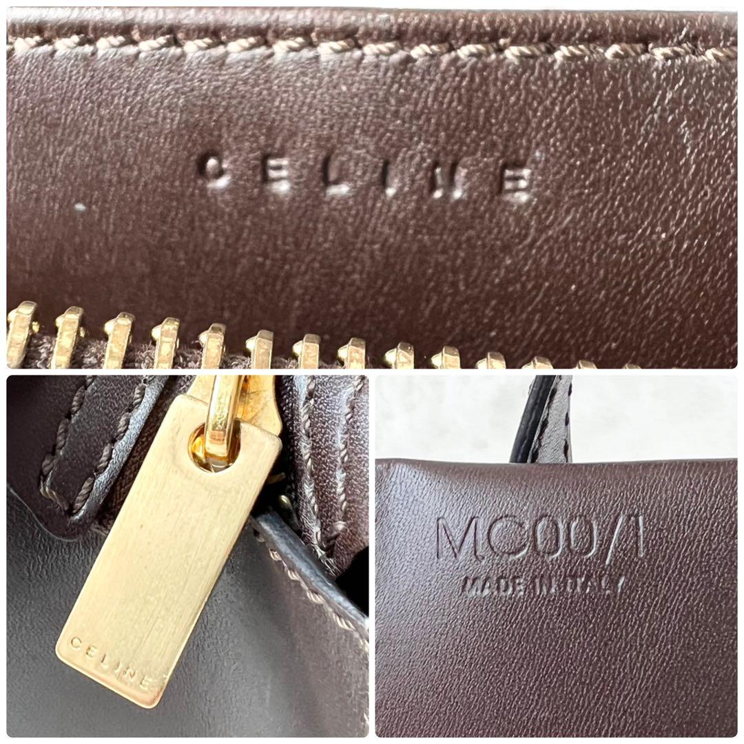 CELINE セリーヌ ミニハンドバッグ オールレザー ブラウン Cマカダム