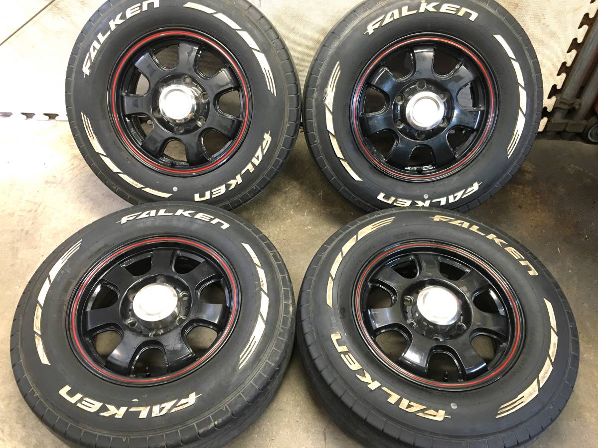 【200系ハイエース】195/80R15ファルケン ホワイトレターLTタイヤ＆アルミホイール ４本
