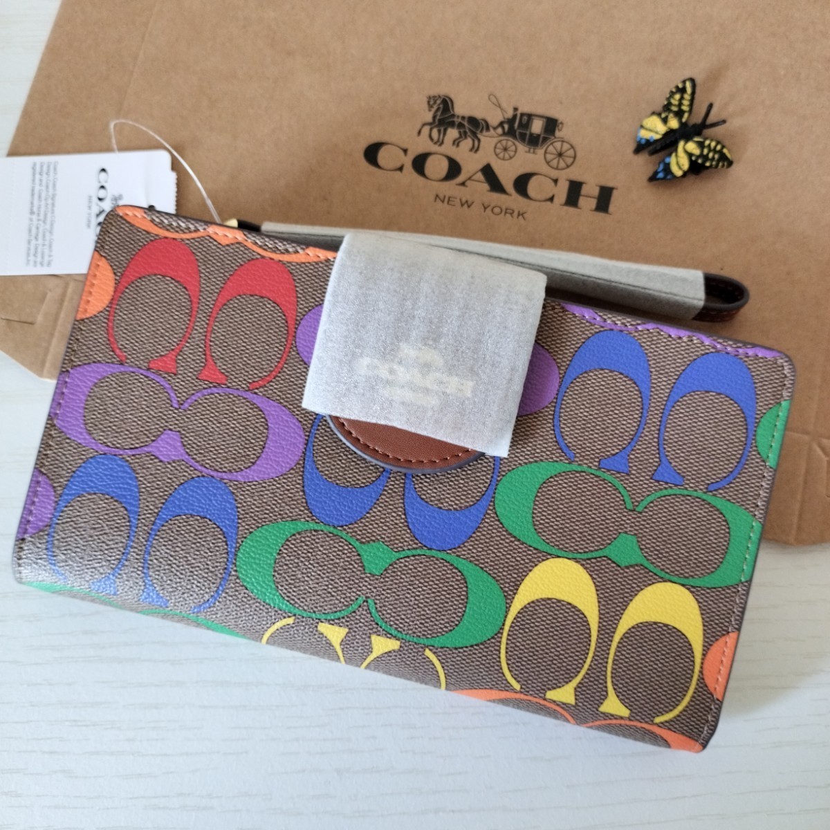 COACH コーチ長財布9944ミディアムウォレット リストレット レインボー 