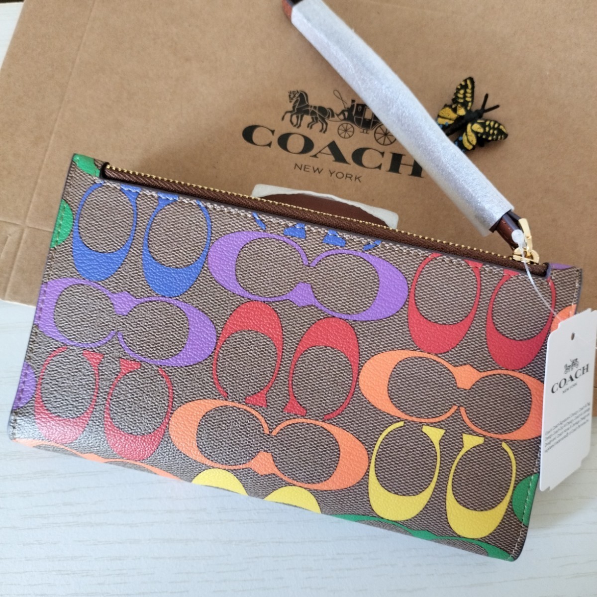 COACH コーチ長財布9944ミディアムウォレット リストレット レインボー 
