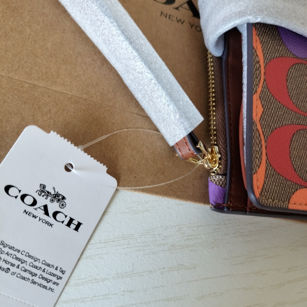COACH コーチ長財布9944ミディアムウォレット リストレット レインボー 