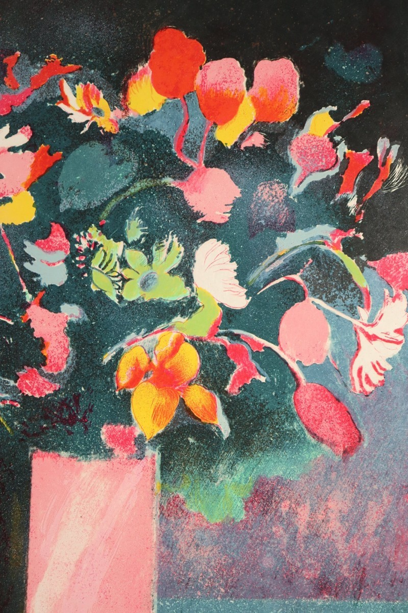 真作 ポール・ギヤマン 1985年大判リトグラフ「オデットの花 5月の花束
