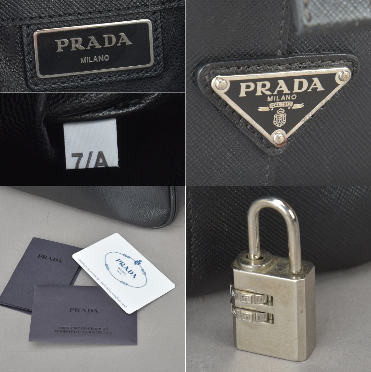 1円 美品 PRADA プラダ ビジネスバッグ ブリーフケース サフィアーノ