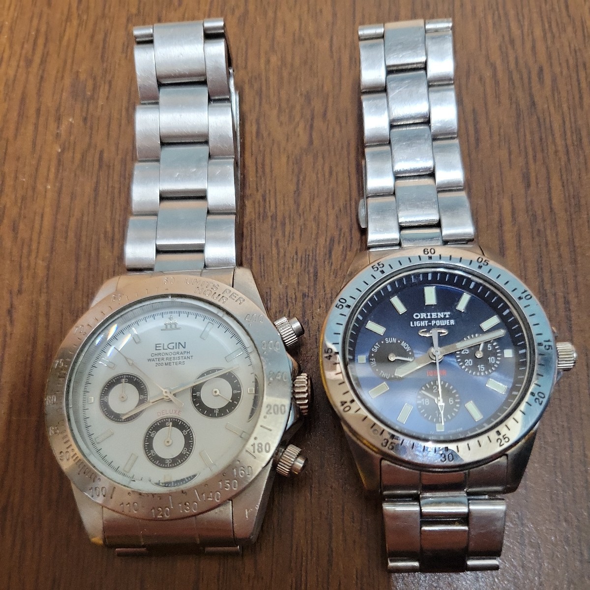 D 腕時計 2点まとめて ORIENT LIGHT-POWER VF03-DO ELGIN FK-1059-E 