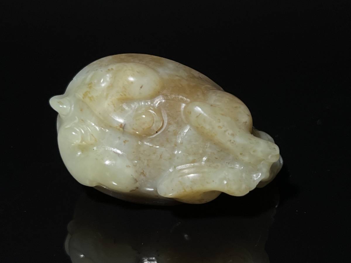 中国古玩 清時代 和田玉 龍亀紋彫刻 翡翠 瑪瑙 琥珀 極細工毛彫 和田玉