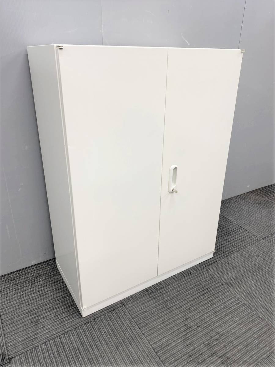 ◆管59◆自社便対応地域あり◆大特価品◆プラス製◆観音両開き書庫 鍵付き◆幅800mm 高1100mm◆白 ホワイト