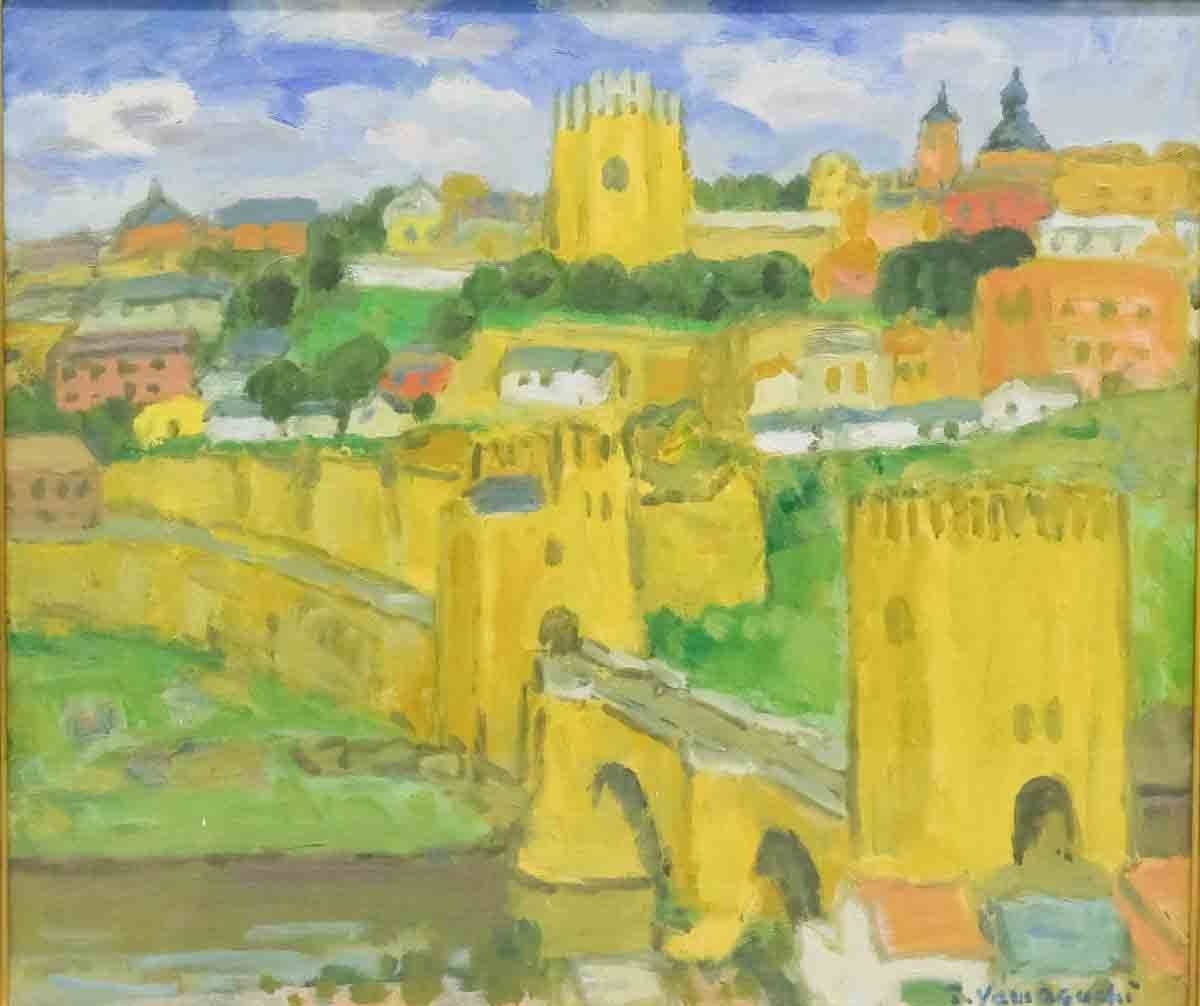 山口猛彦/油彩画 風景画 額装 ヨーロッパ調 1円～おたからや◇x777 山口猛彦 サン・マルティン橋（トレド）油彩F10