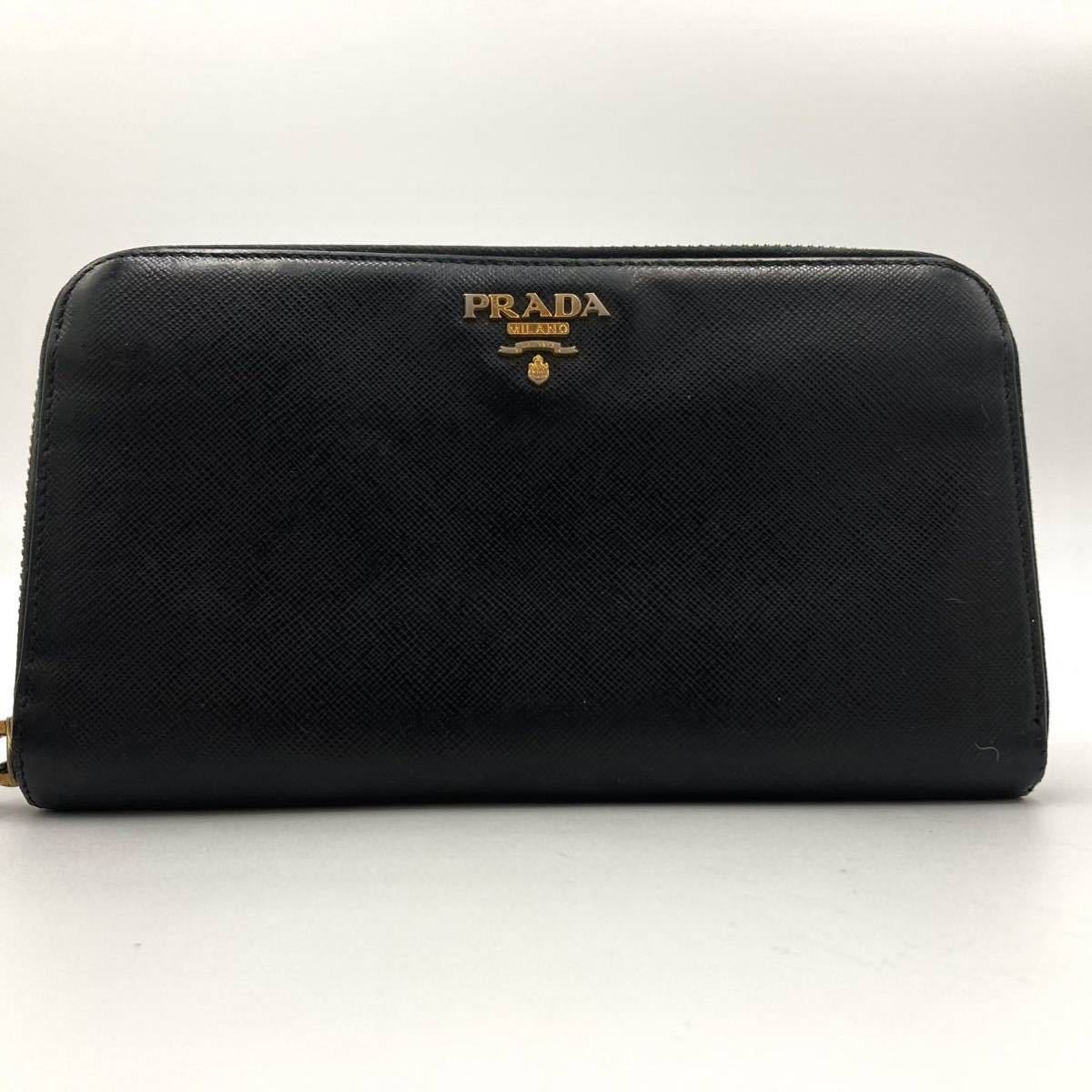 1円 【定番人気】 PRADA プラダ 長財布 ラウンドファスナー