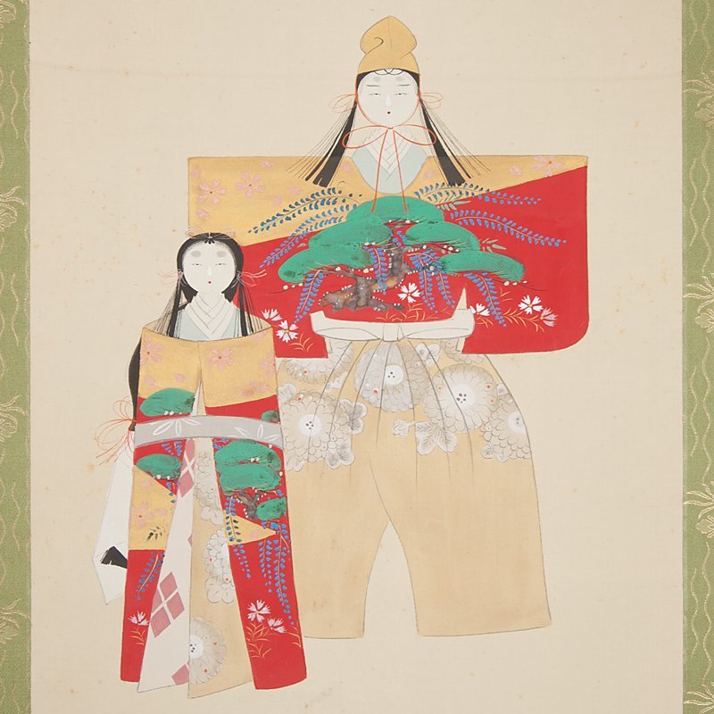 五】佐藤光華 『立雛図』 真作 絹本 彩色 掛軸 箱付(人物、菩薩)｜売買