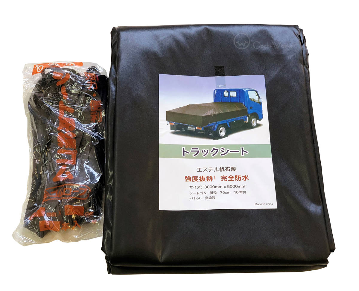 目玉！ トラックシート ブラック 3.0m×5.0m アームロールコンテナ コンテナ用シート 2tロング用トラックシート ★本州四国九州送料無料★