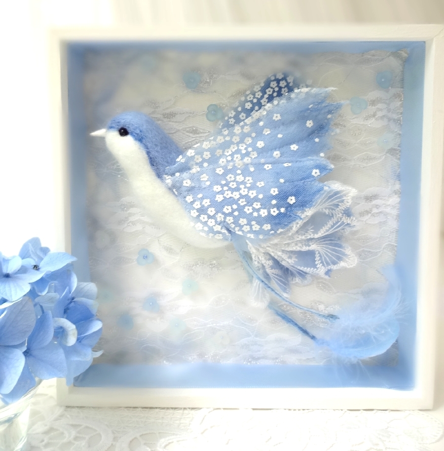 ハンドメイド 羊毛フェルト 小鳥 ぬいぐるみ ブルー ハンドメイド 羊毛フェルト 小鳥 ぬいぐるみ ブルー ミニミニサイズ