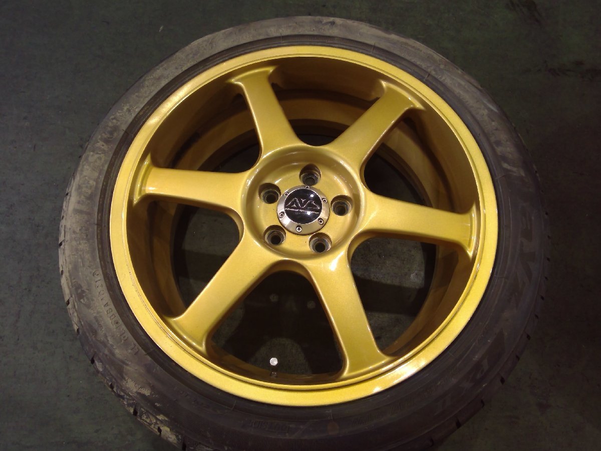 H)AVS モデル6 ゴールド 17インチ アルミホイール 7J +48 5穴 タイヤ 