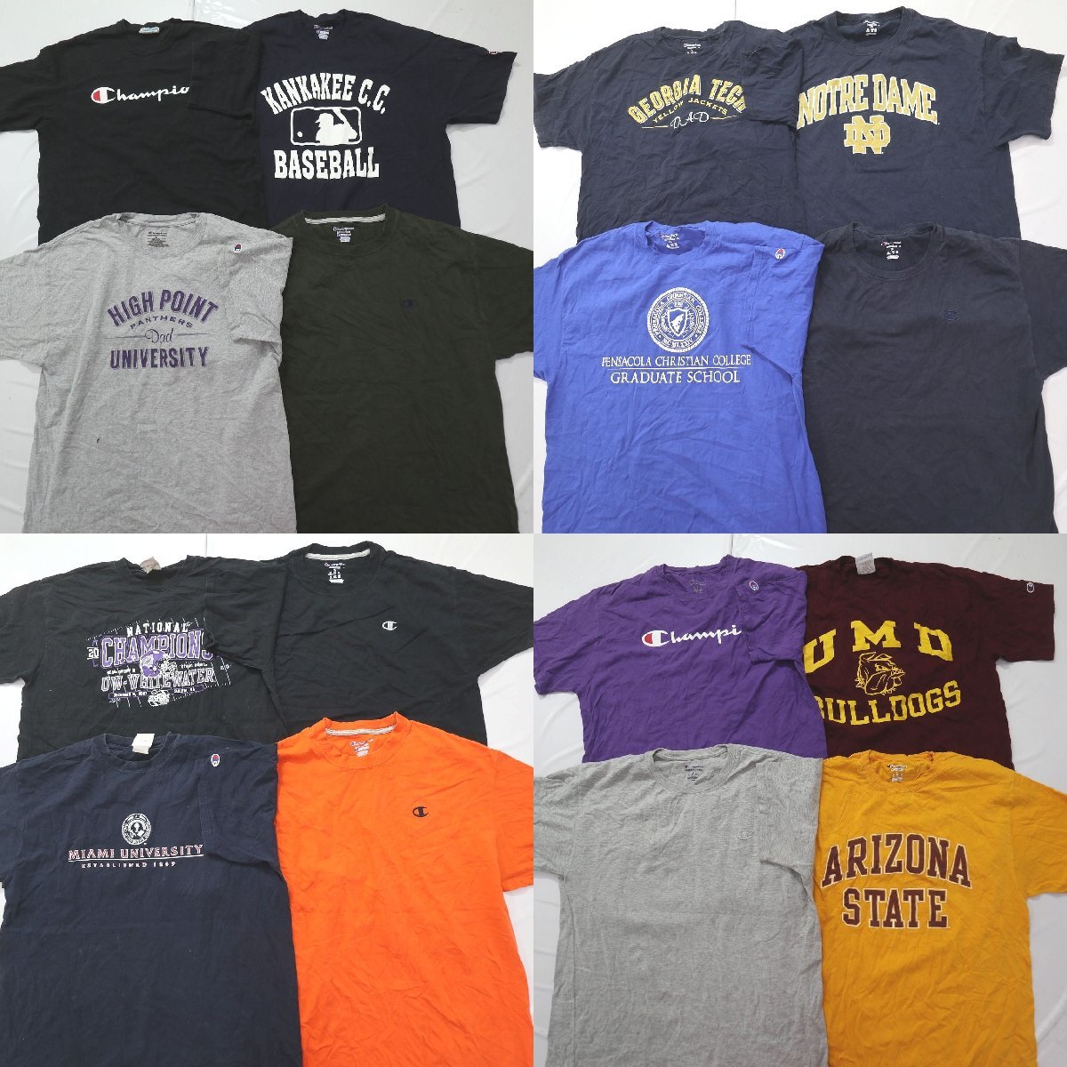 ◎チャンピオン半袖Tシャツ set 無地　カラー系　プリント 他 (メンズXL/L) 16枚セット まとめ売り 古着卸 1円スタート 最落なし MO4844