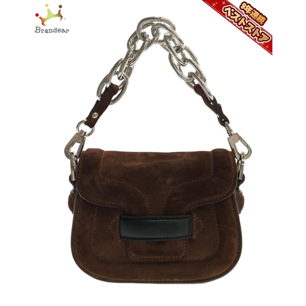 ピエールアルディ PIERRE HARDY ハンドバッグ マイクロアルファヴィル バッグ スエード ダークブラウン チェーンハンドル/ミニサイズ