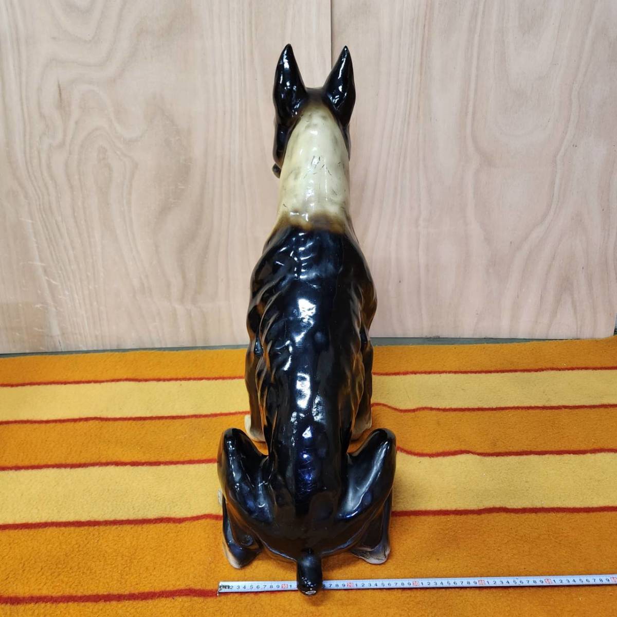 ボクサー 犬 ドック 陶器 大型 成犬 置物 高さ74.5cm 品/現状品/保管品