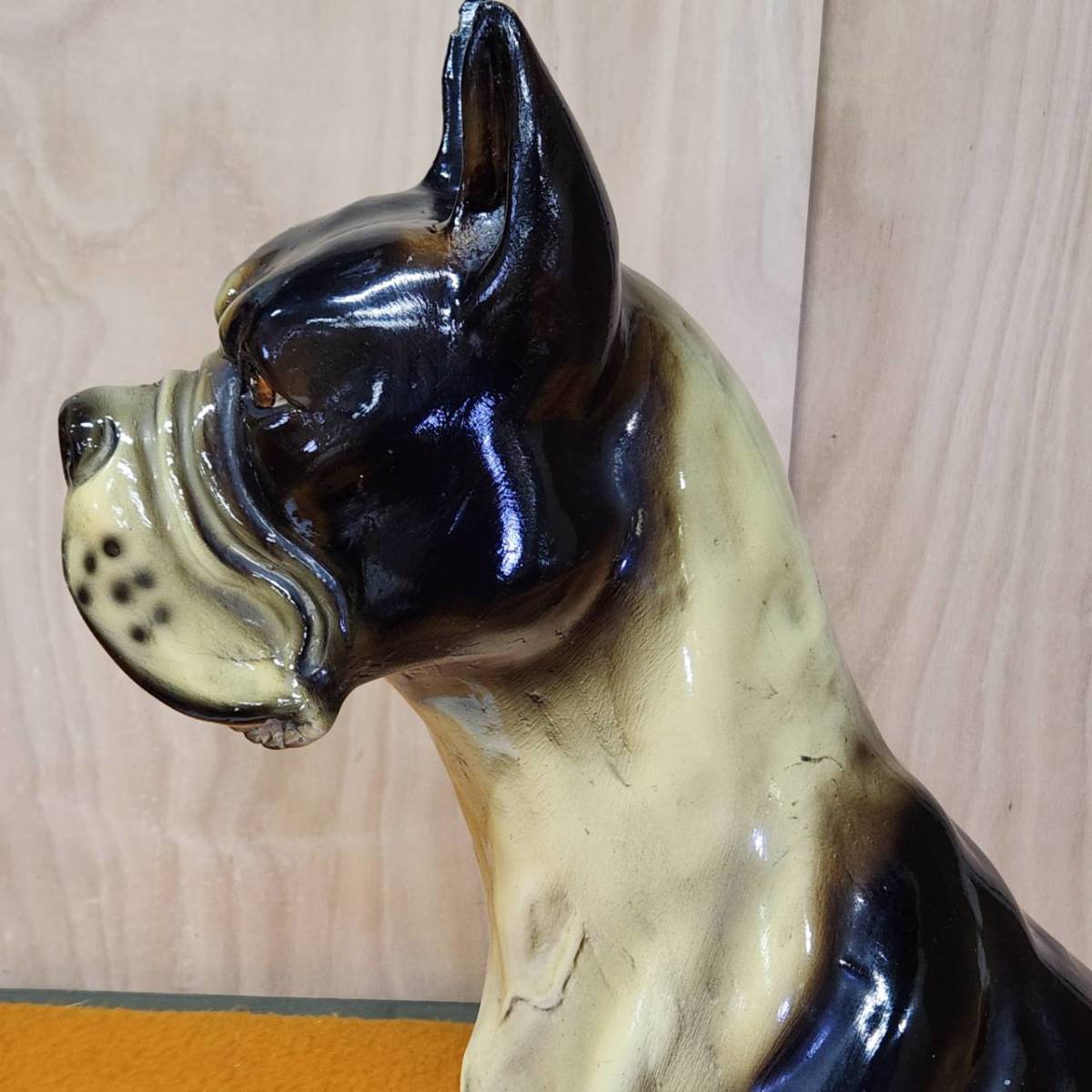 ボクサー 犬 ドック 陶器 大型 成犬 置物 高さ74.5cm 品/現状品/保管品