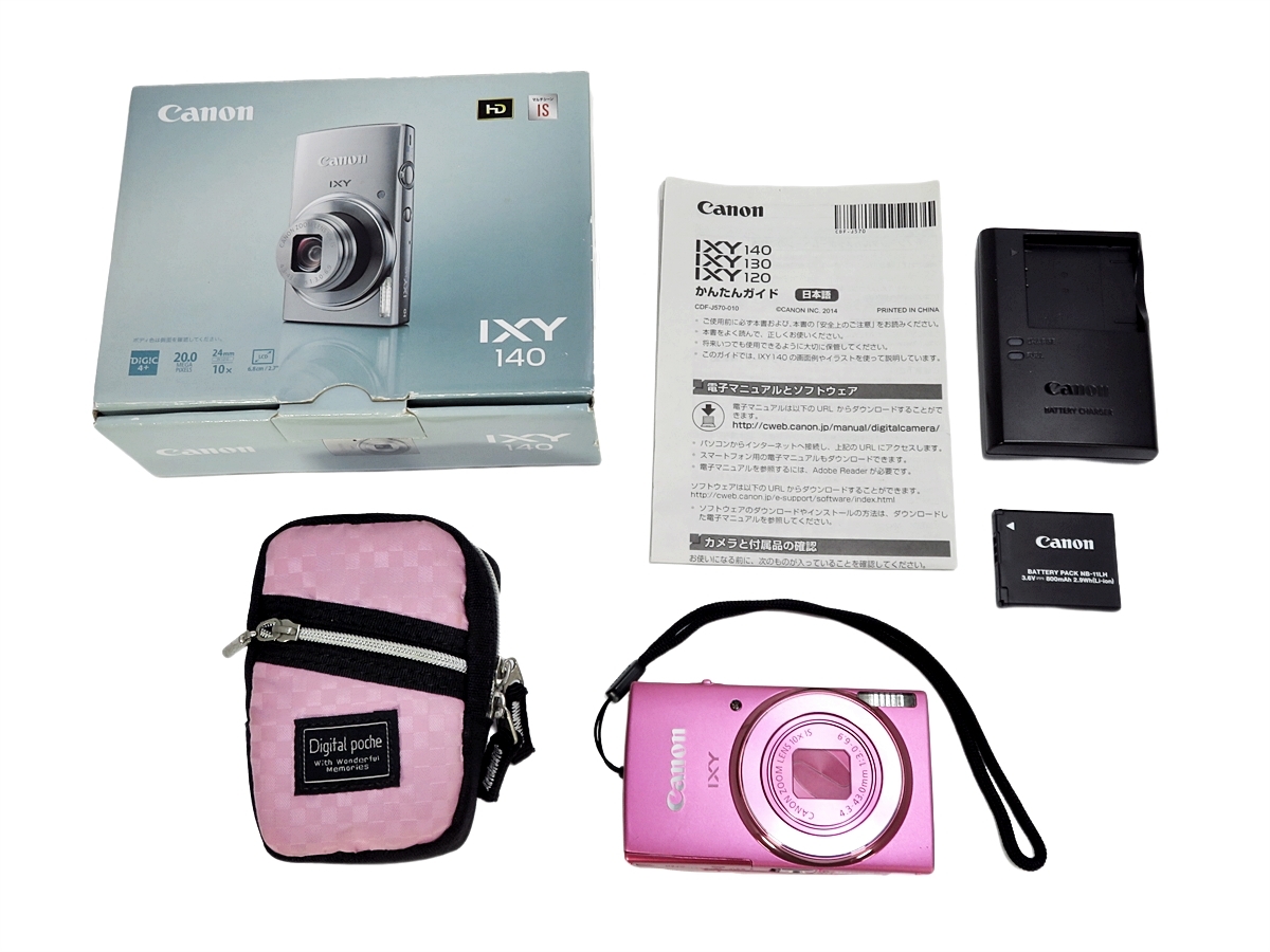 Canon IXY 140 PC2054 キャノン イクシー コンパクト デジタルカメラ デジカメ ピンク バッテリー 充電器 箱付き 010FTZI30