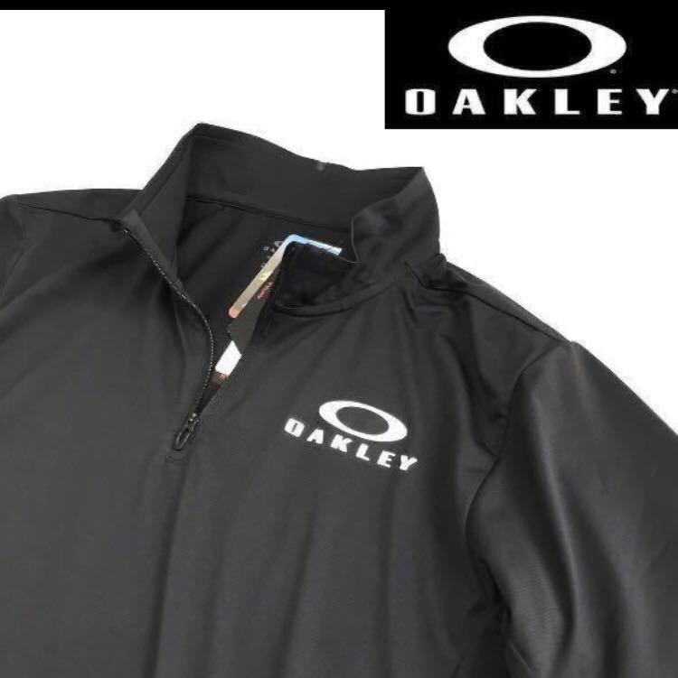 ▼新品 正規品【日本XL(O)サイズ】黒ブラック オークリー（OAKLEY）Enhance 半袖 ゴルフ モックネック ハーフジップ ポロ