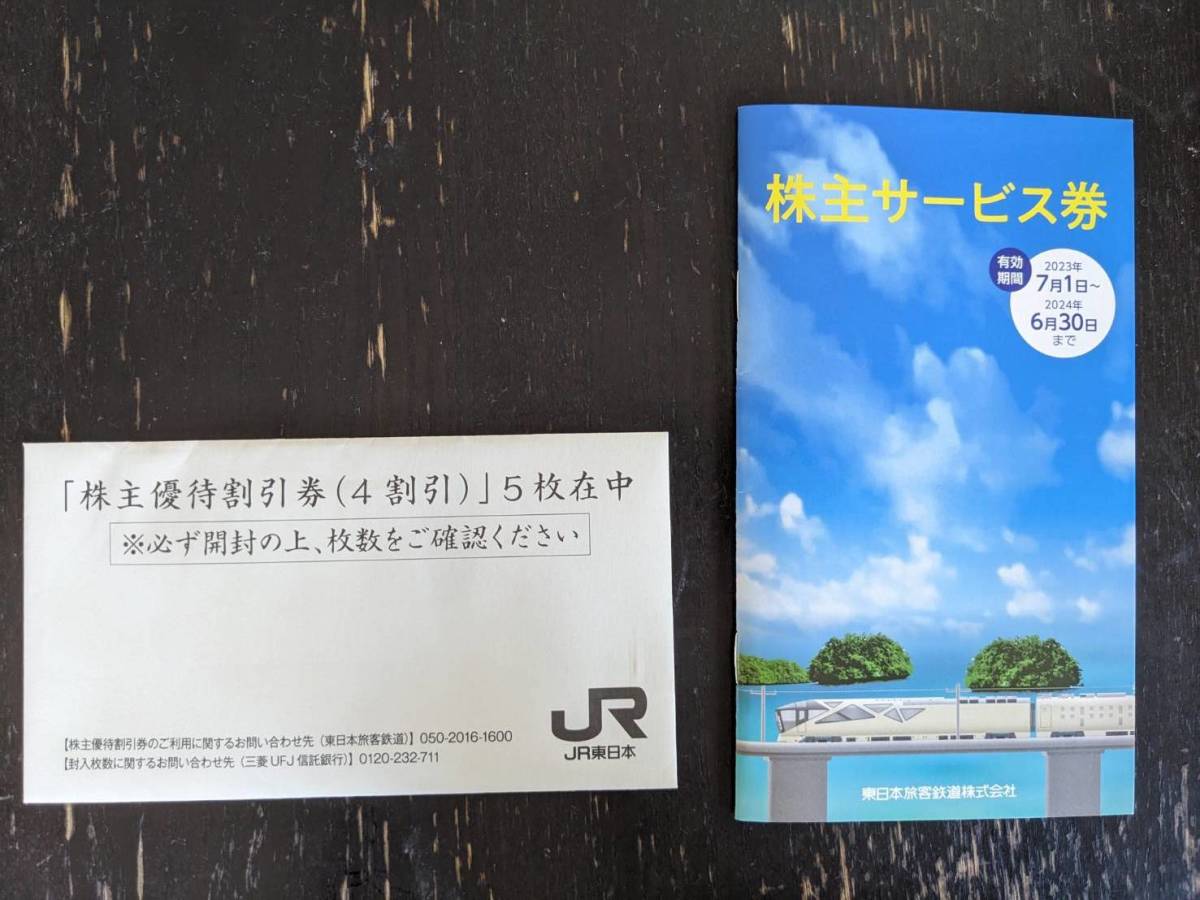 2023年上期分(2023年7月1日〜2024年6月30日まで) JR東日本 株主優待 株主優待割引券４割引　５枚 ＆ 株主サービス券　ご優待券 