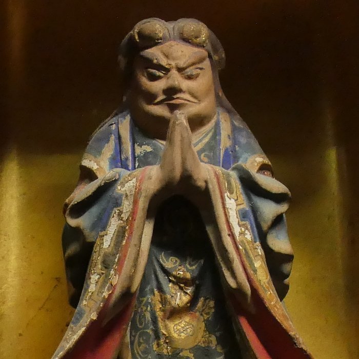 恵 #0687】 日蓮宗 金彩色 鬼子母神立像 仏教美術 厨子入り(仏像