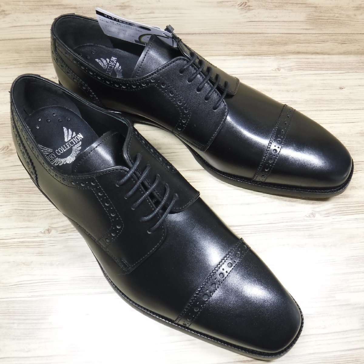 KK530 madras マドラス 定価16500円 黒 メダリオン ストレートチップ 牛革ビジネスシューズ 25.5 新品 マッケイ製法 PERRY COLLECTION 6503