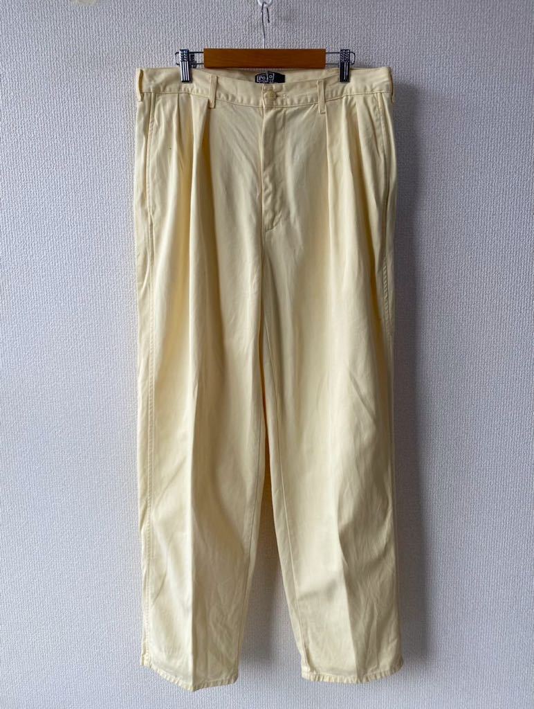 90s USA製 Polo Ralph Lauren ツータック チノ パンツ 34/30 ポロ ラルフローレン アメリカ製 2タック トラウザー
