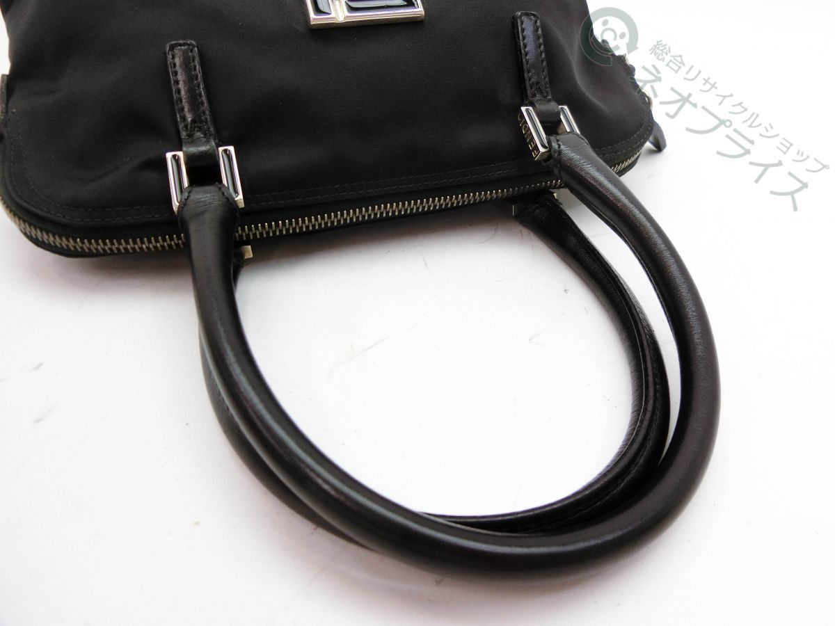 FENDI フェンディ ナイロン ブラック ロゴ トートバッグ FFロゴ金具