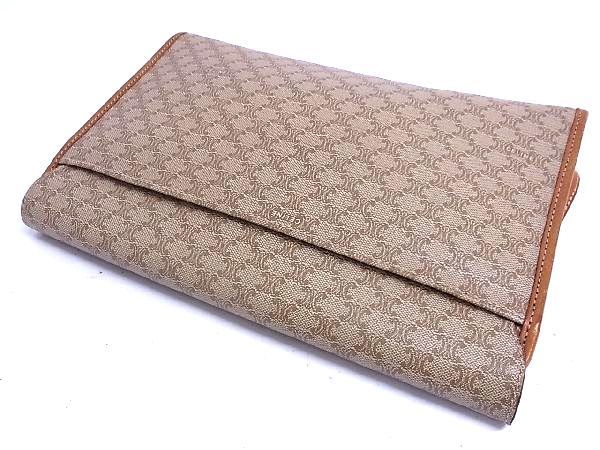 1円 CELINE セリーヌ マカダム柄 PVC×レザー クラッチバッグ セカンド