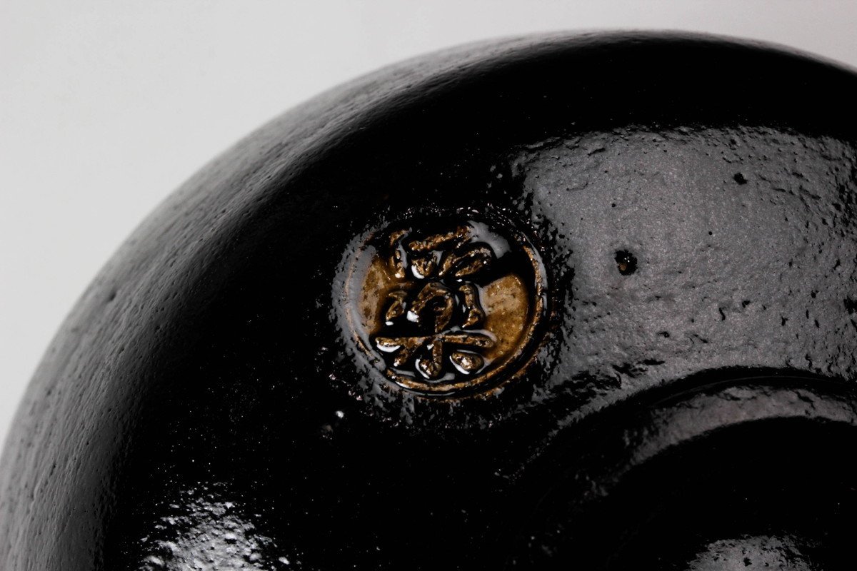 三代 佐々木昭楽 長次郎大黒写 黒茶碗 (付属品:共箱/共布/栞) 茶道具 【