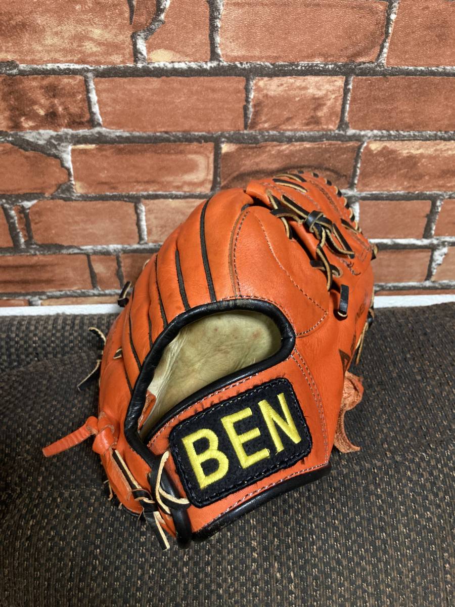 BEN 軟式グローブ オレンジ 野球グラブ グローブ 一般軟式大人用 投手用 ベン BEN 軟式グローブ