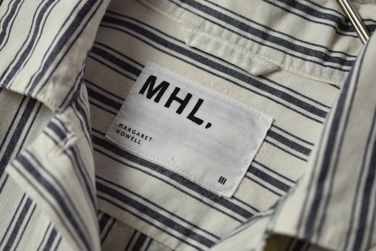 MHL. マーガレットハウエル 麻混 半袖ストライプ柄リネンコットン