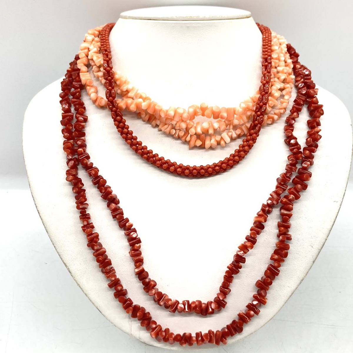 □珊瑚ネックレス5点おまとめ□u 重量約125.4g サンゴ さんご