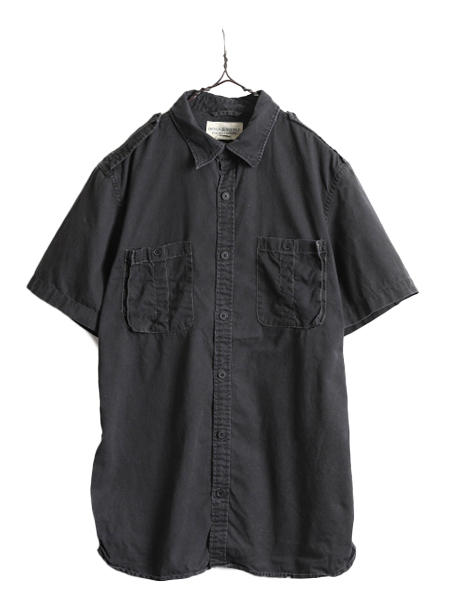 ■ デニム&サプライ ラルフローレン 半袖 サファリ シャツ メンズ L 古着 DENIM&SUPPLY POLO エポレット マチ付き 半袖シャツ コットン 黒