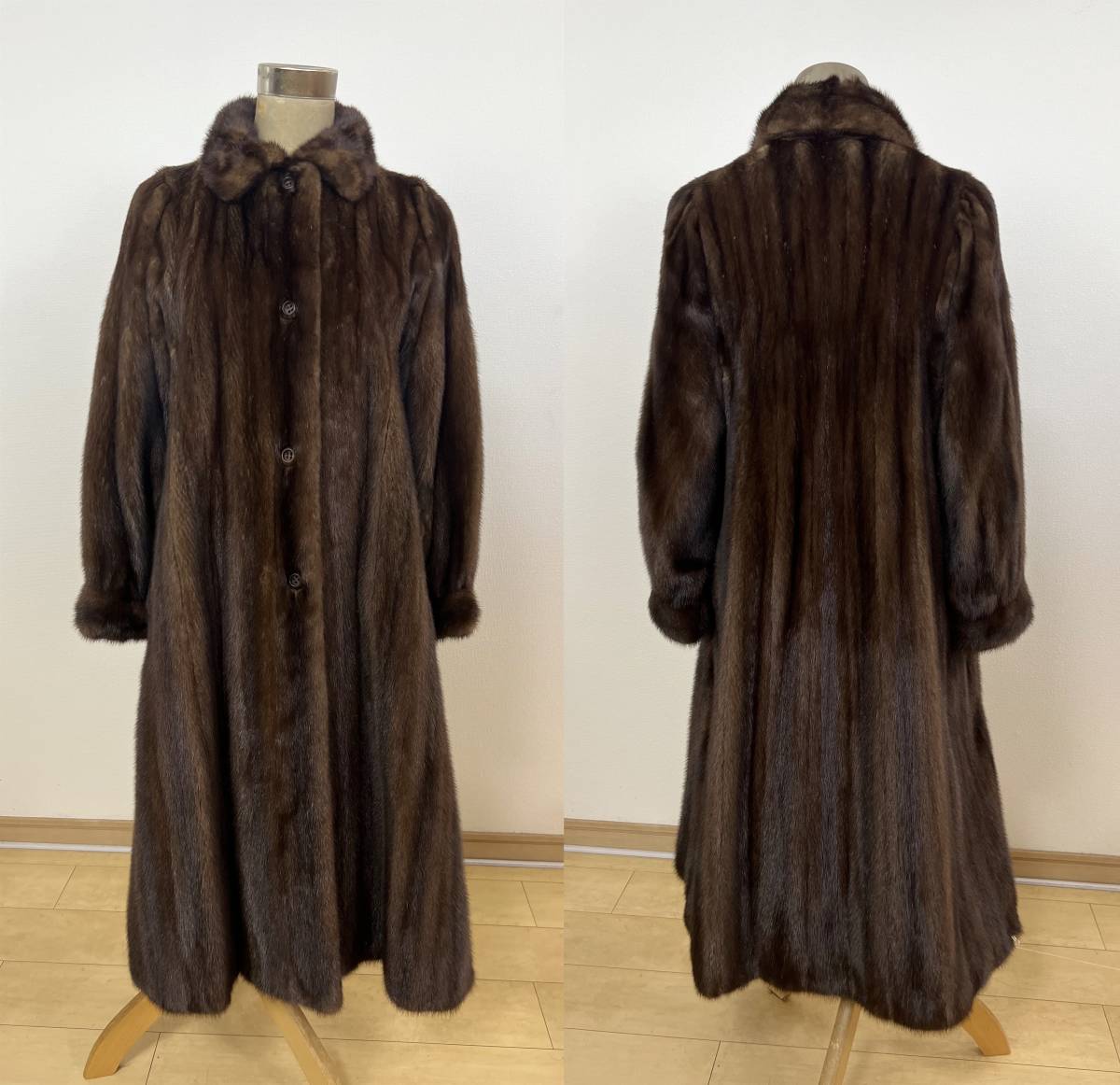 ヴィンテージGEOFFREY BEENE ダークブラウン ロングファーコート F 