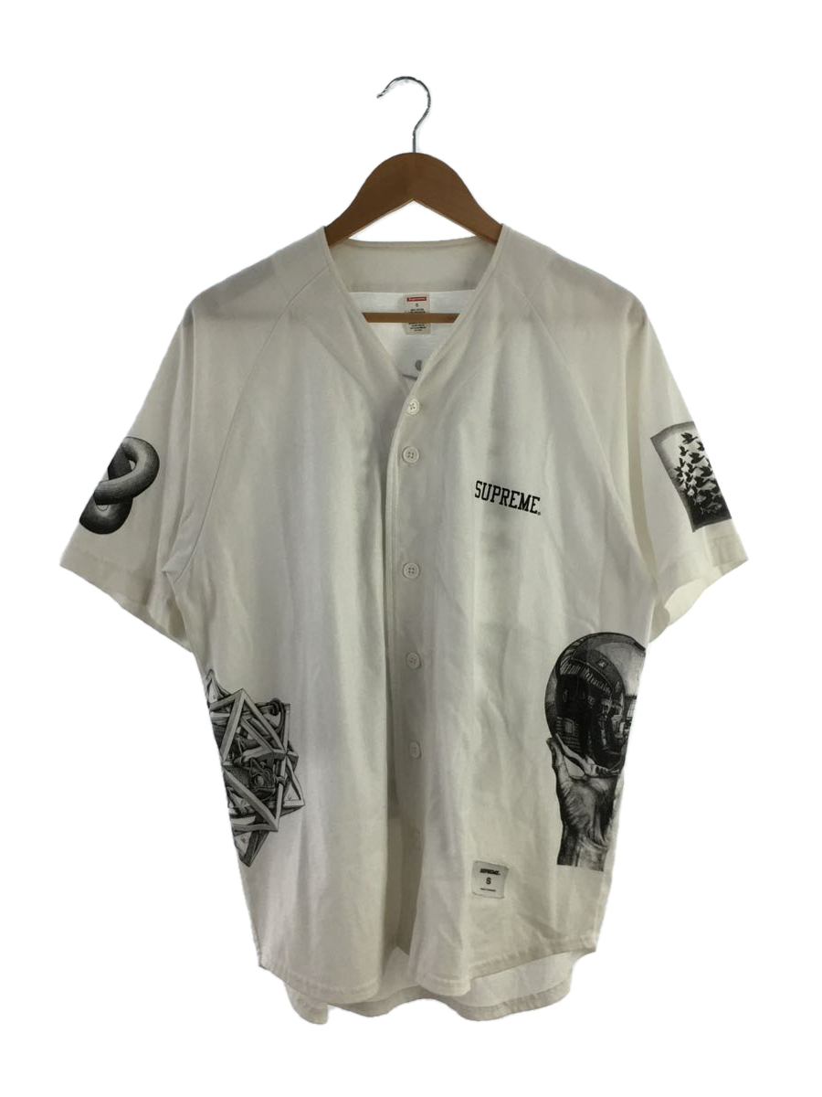 Supreme◆17SS/M.C. Escher Cotton Baseball Jersey/S/コットン/WHT/総柄