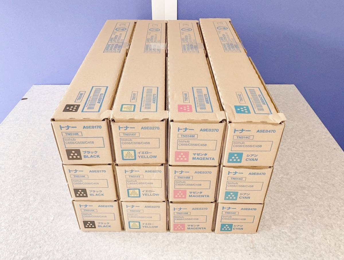 コニカミノルタ トナーカートリッジ 3色セット 即決!!】コニカミノルタ TN514 トナー 4色3セット合計12本 Y/M/C/BK