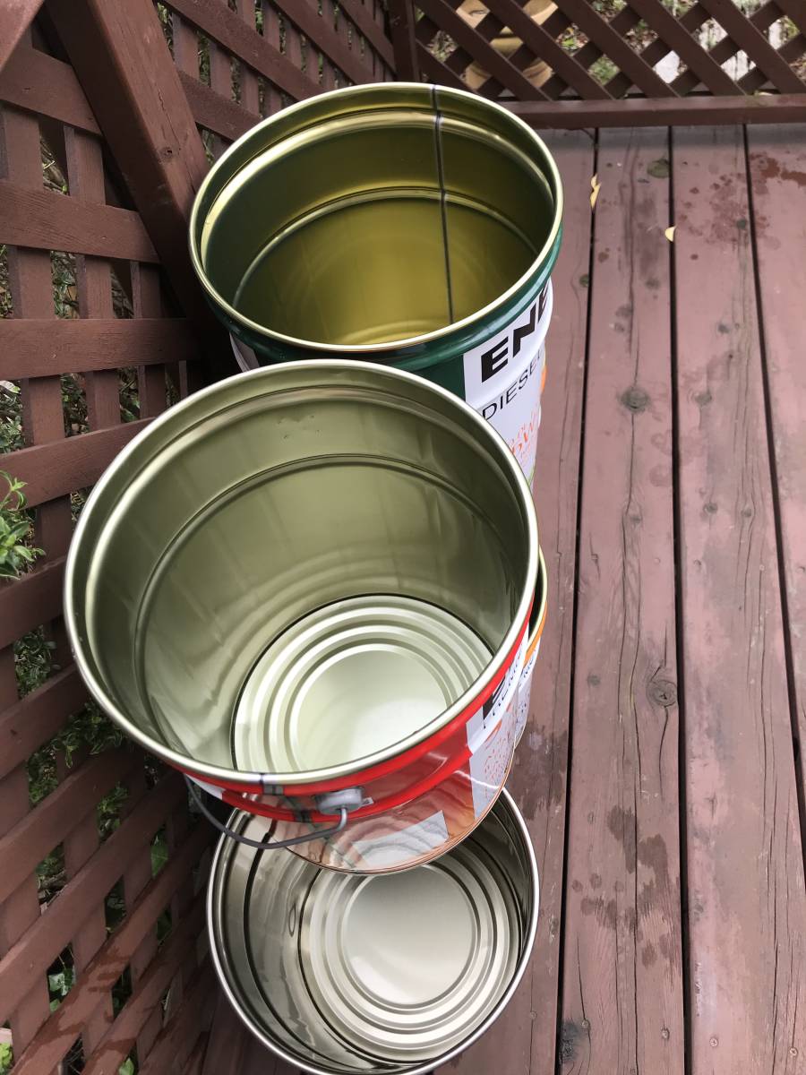 洗浄済み空ペール缶■フタなし鉄製■ENEOS缶 5缶セット■使用済みオイル缶■送料無料