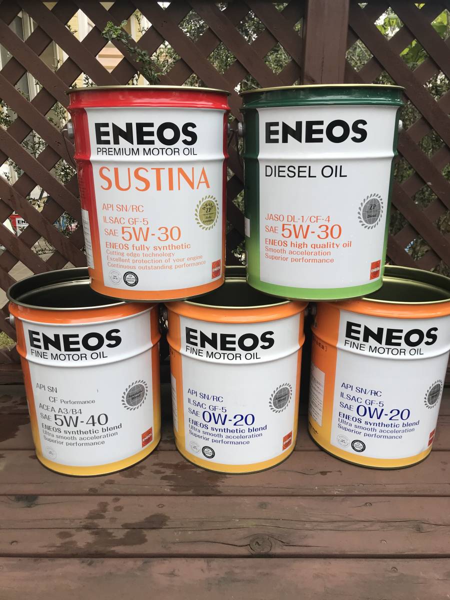 洗浄済み空ペール缶■フタなし鉄製■ENEOS缶 5缶セット■使用済みオイル缶■送料無料