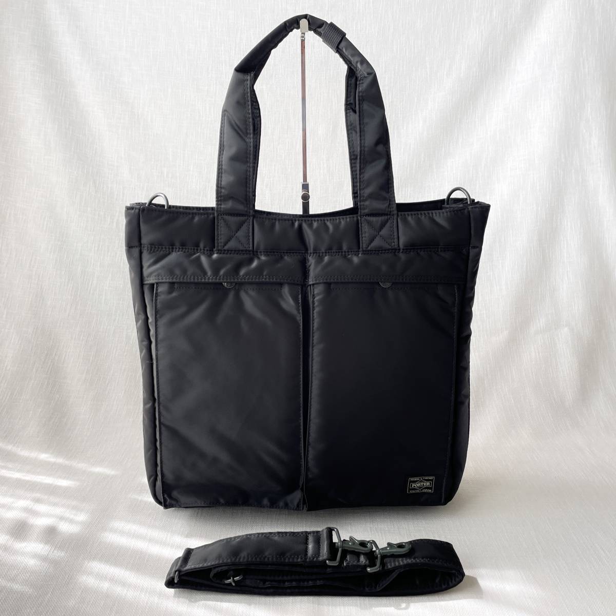 ■1円〜 ＜新型・ほぼ未使用!!＞■PORTER ポーター タンカー 2way トートバッグ ショルダー 拡張可 ブラック 黒 通勤 A4/PC収納 622-76673