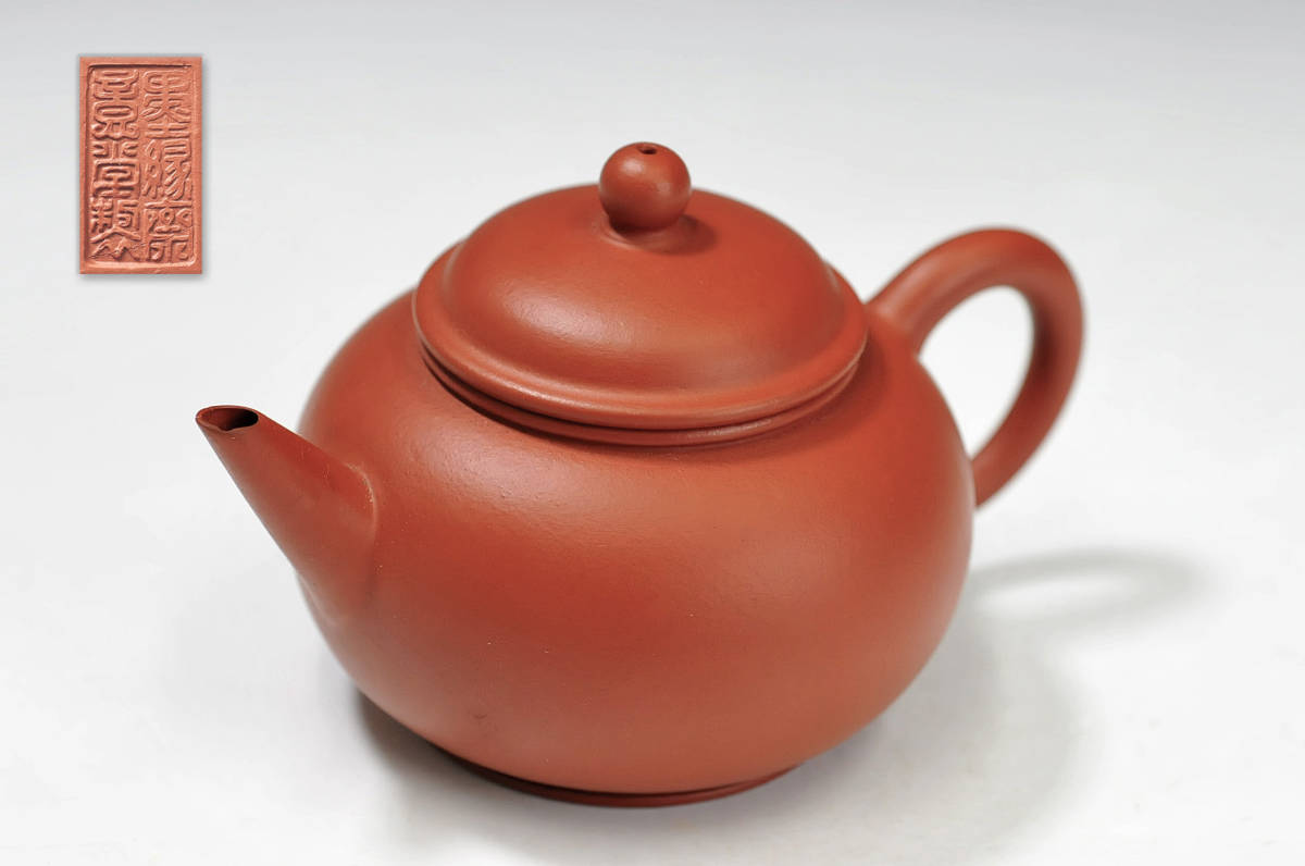 朱泥急須　墨緑斎景堂製　箱無　煎茶道具　●　中国古玩　中国美術　2211055